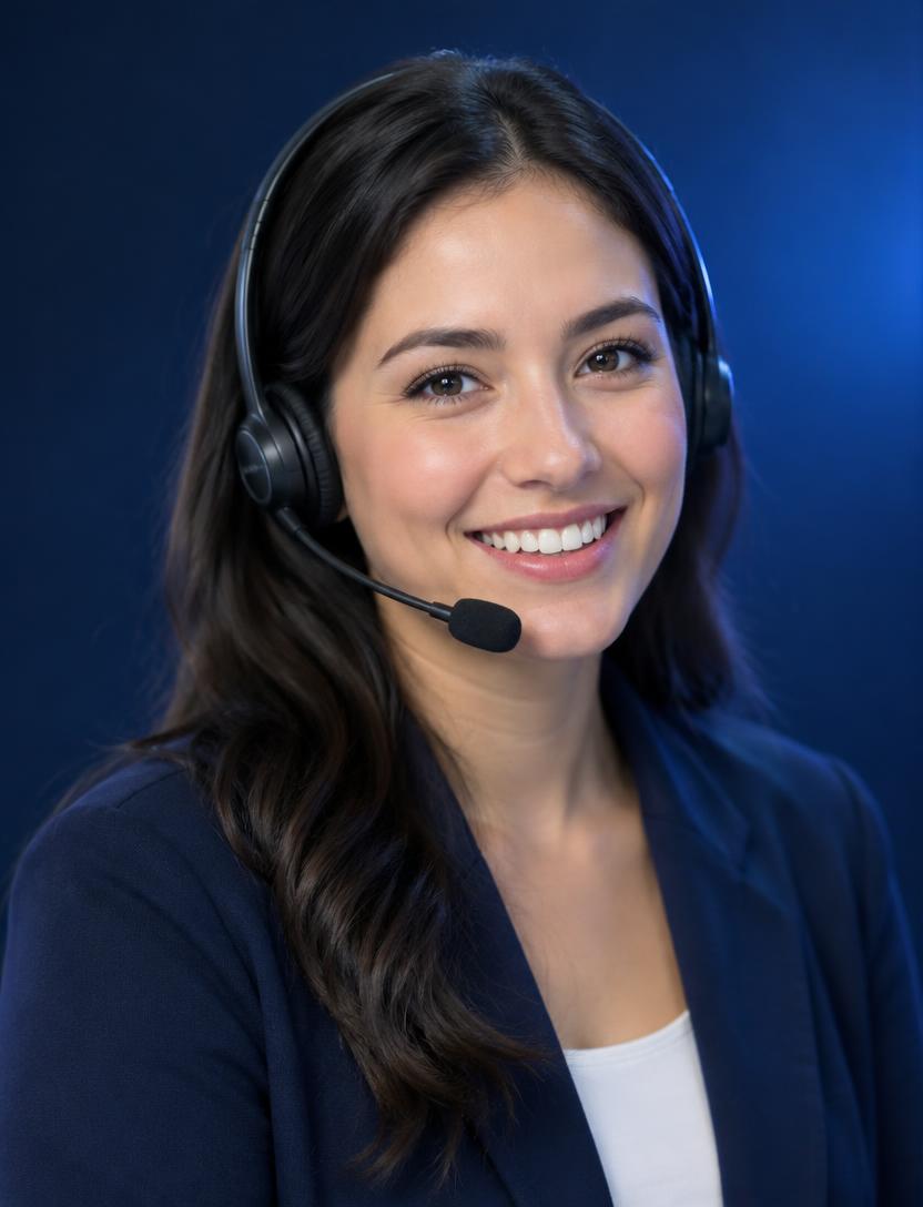 Freundliche Mitarbeiterin mit Headset